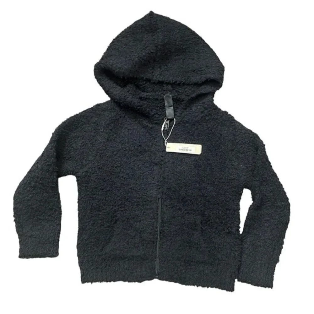 SKIMS kids 2T/3T unisex sherpa hoodie full zip up onyx black NWT MSRP $88